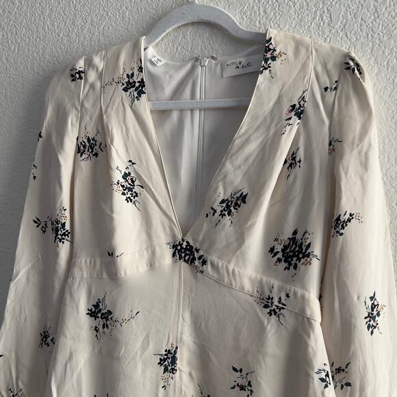 ALC Women's size 2 Silk Floral Sana Mini Dress Flounce Hem Brunch Going Out - Picture 4 of 9